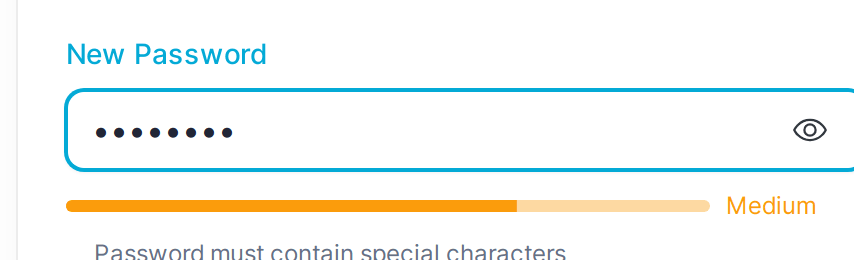 Medium password state with remaining unmet requirements