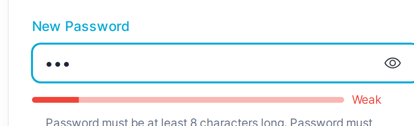 Weak password state with unmet requirements
